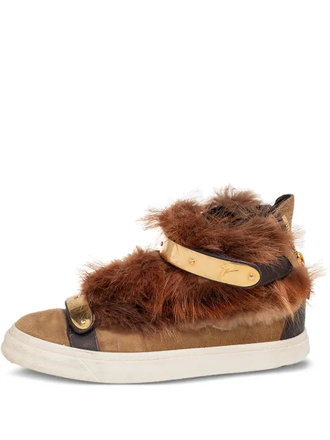 Giuseppe Zanotti Vintage fur suede sneakers Brown 400199