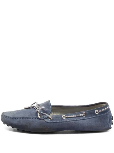 Tod's Vintage Suede Bow Loafers Blue 672250