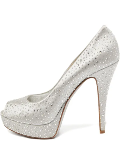 Loriblu 150mm crystal-embellished heeled pumps Silver 853817