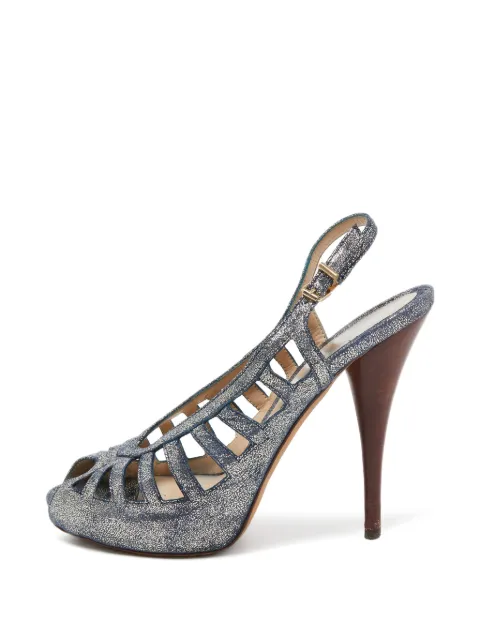Fendi Pre-Owned suede slingback pumps Blue 864626