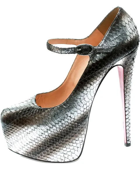 Christian Louboutin Pre-Owned 165mm snake-skin pumps Silver 174408