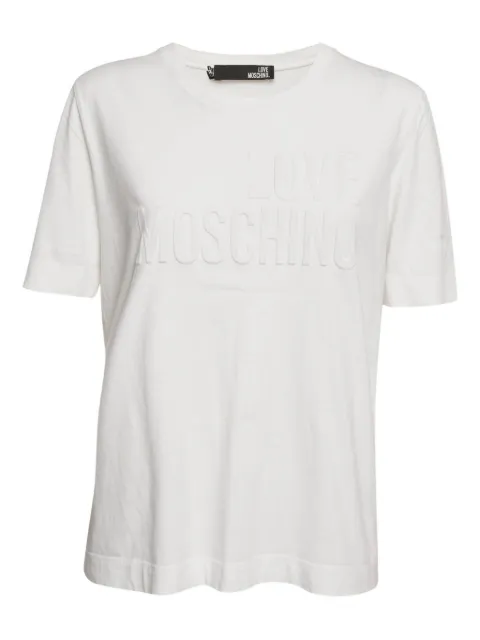Moschino Pre-Owned embossed logo cotton T-shirt White 1157576