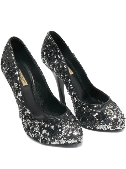 Dolce & Gabbana Pre-Owned 125mm sequins-embelished round-toe heeled pumps Black 1152664