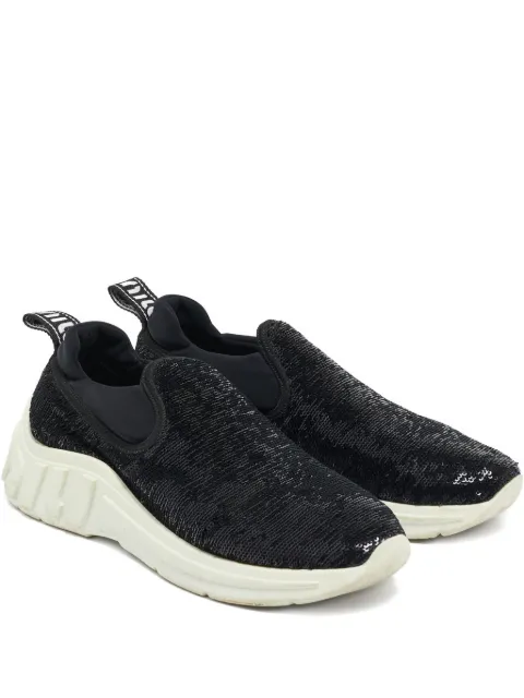Miu Miu Pre-Owned 2019 Sequins Rubber Sneakers Black 1132873