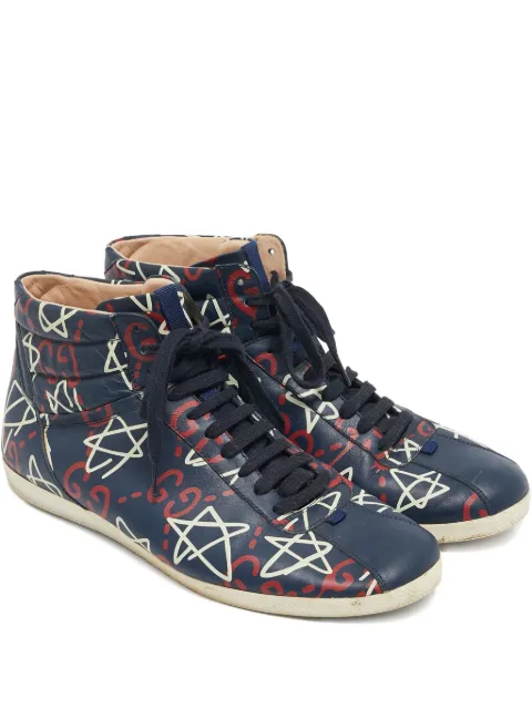 Gucci Pre-Owned Graffiti Star leather sneakers Blue 1146081