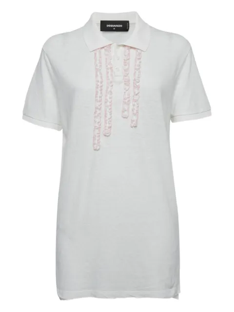 DSQUARED2 ruffle chain-detail polo shirt White 1156025