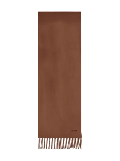Max Mara embroidered-logo fringed-edges scarf Brown BACICO