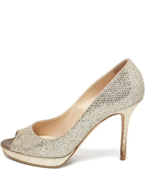 Jimmy Choo Pre-Owned glitter peep toe pumps Gold 1140710
