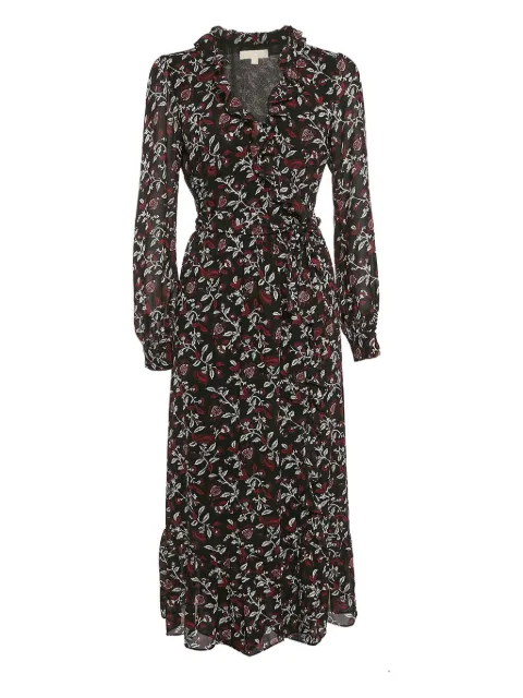 Michael Kors Vintage floral-print wrap midi dress Black 1098040