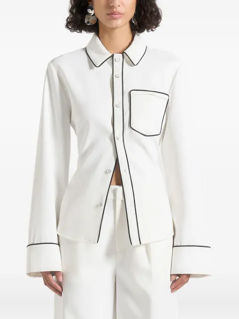 Manière De Voir contrast piped backless tie shirt White WMN3871