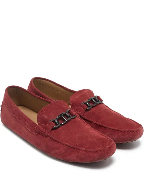 Tod's Vintage chain-detail suede loafers Red 1140893