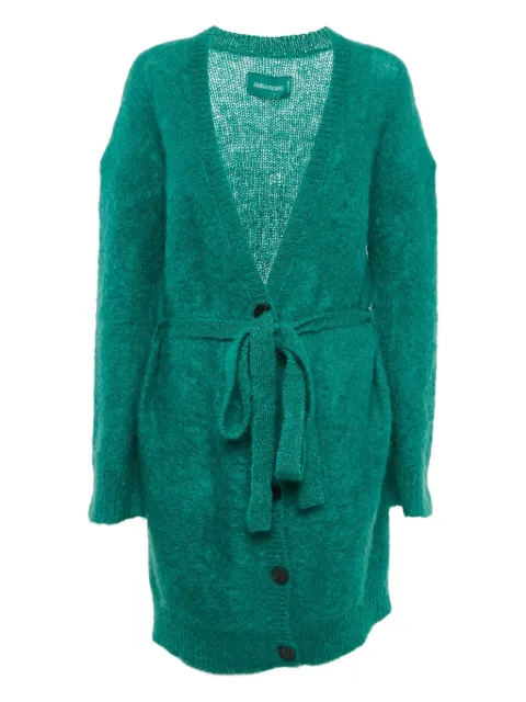 Zadig&Voltaire Romy belted mohair long cardigan Green 1120999