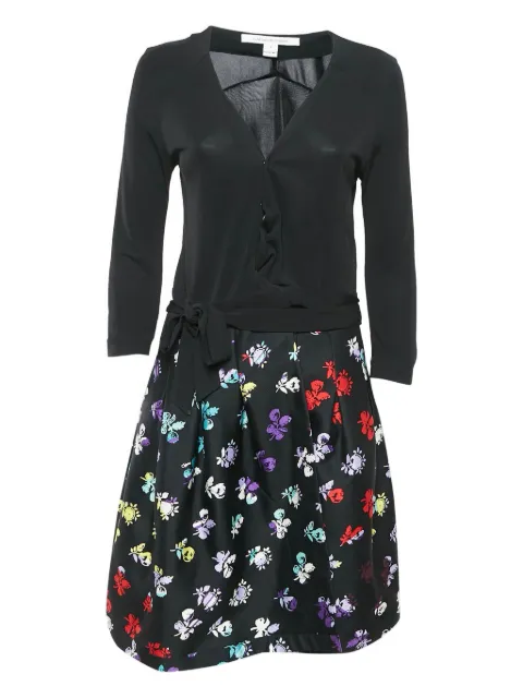 Diane Von Furstenberg Vintage 2023 floral wrap mini dress Black 1085282