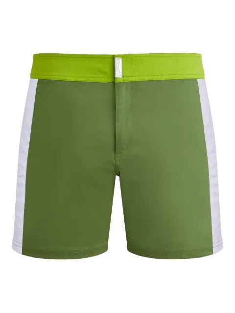 Vilebrequin flat-waistband side-striped swim trunks Green WBMRLC4E02HOM