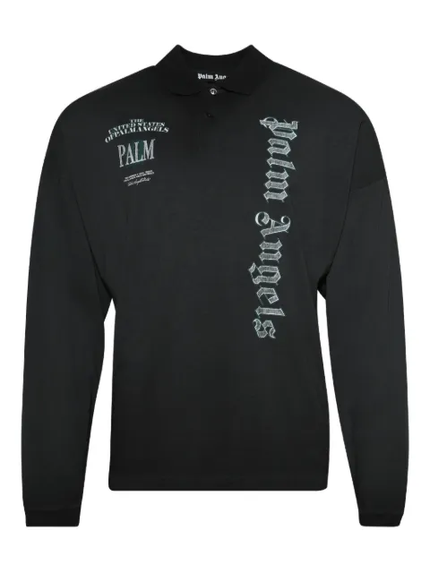 Palm Angels Pa Dollar long-sleeve polo shirt Black PMGC01CF25JER0011305