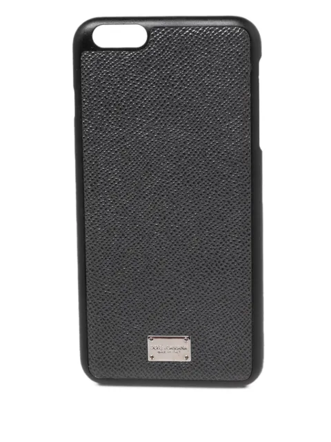 Dolce & Gabbana Pre-Owned leather logo-plaque iPhone case Black 564758