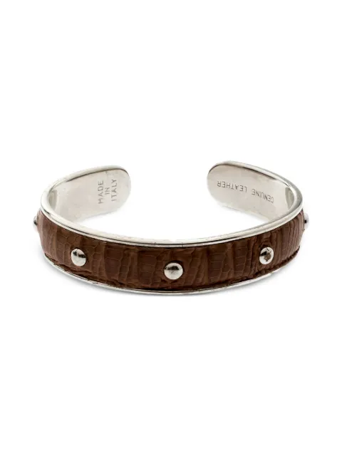 Tod's Vintage leather studded bracelet Silver 197390