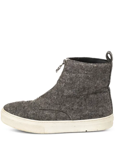 Celine Pre-Owned 2024 Felt Zip Sneakers Grey 462019