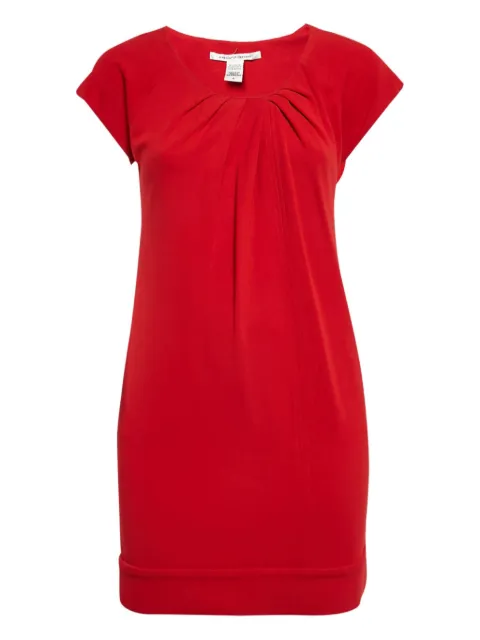 Diane Von Furstenberg Vintage pleated-neckline mini dress Red 1107841