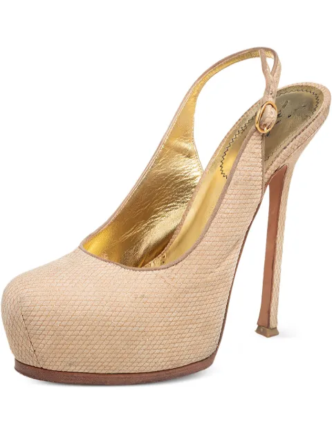 Saint Laurent Pre-Owned Tribtoo Slingback Platform Pumps Neutrals 535928