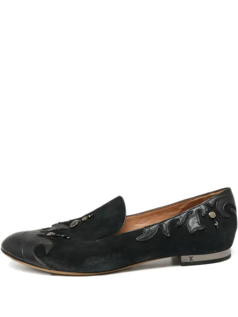 Louis Vuitton Pre-Owned embellished suede slippers Black 651424