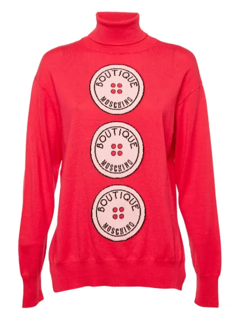 Moschino Pre-Owned intarsia-motif turtleneck sweater Pink 1159364