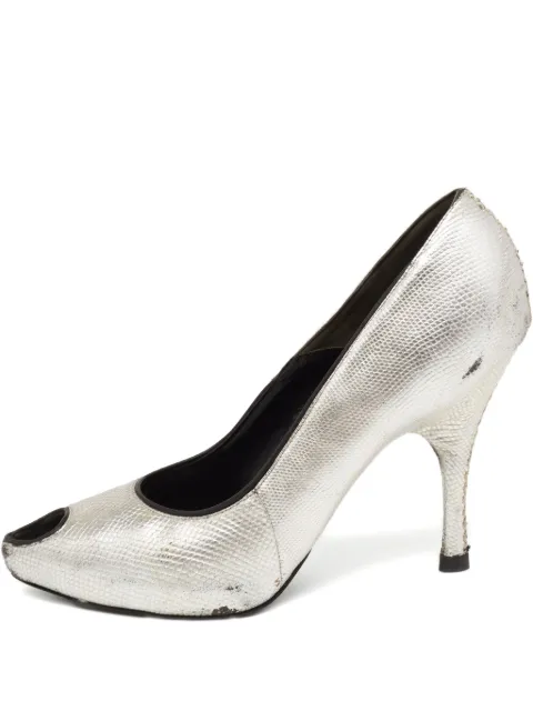 Alexander McQueen Pre-Owned 2024 Lizard Embossed Leather Pumps Silver 641078