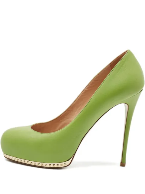 Valentino Garavani Pre-Owned 120mm studded platform pumps Green 1149329
