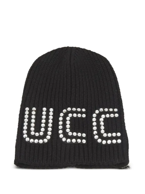Gucci Pre-Owned Guccy crystal-embellished beanie Black 1158596