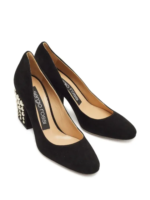 Sergio Rossi Vintage 75mm studded block-heel pumps Black 1145327