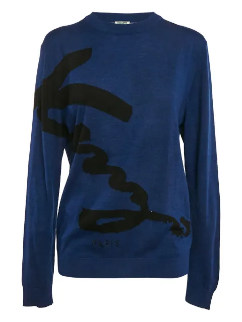 Kenzo Pre-Owned Intarsia knit sweater Blue 1121665
