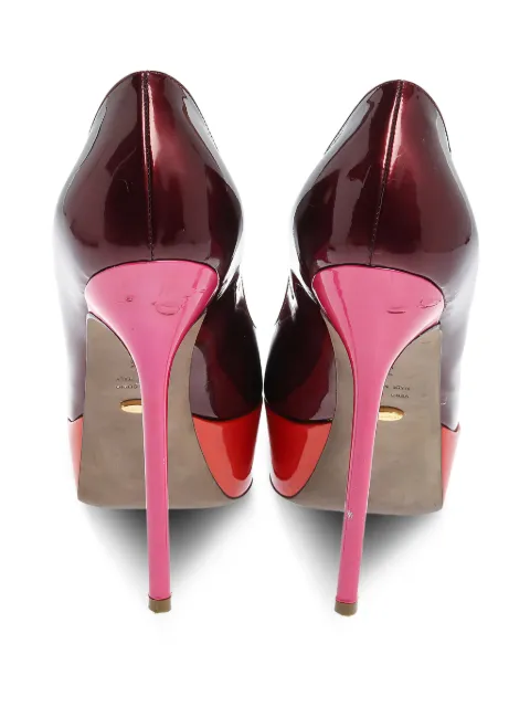 Sergio Rossi Vintage Patent Leather Platform Pumps Red 356355