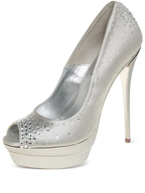 Loriblu 2023 crystal satin peep-toe pumps Silver 433645