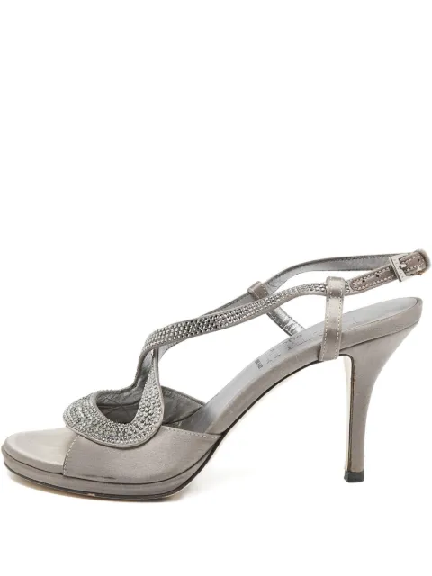 Loriblu 2024 crystal embellishment leather sandals Grey 1088413