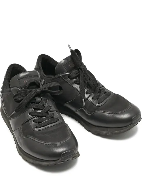 Tod's Vintage leather low-top lace-up sneakers Black 1151846