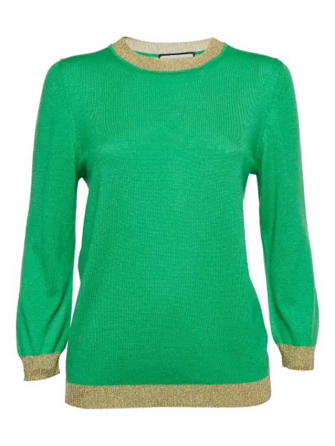 Gucci Pre-Owned 2024 cashmere metallic-trim top Green 1142362