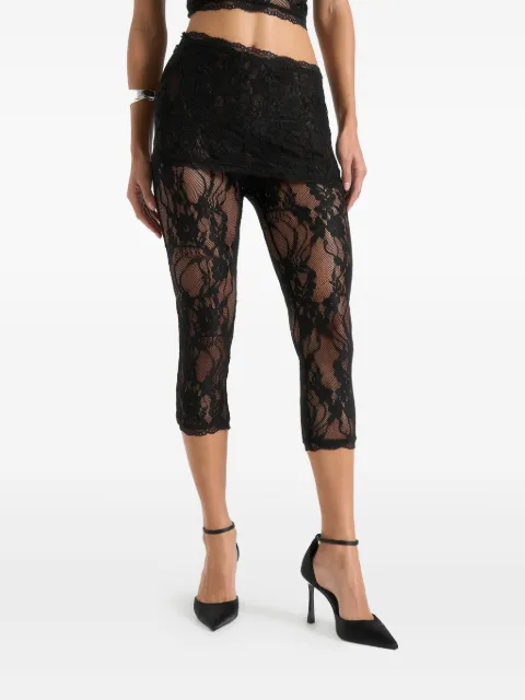 Manière De Voir Aimee lace asymmetric capri leggings Black WMN4256