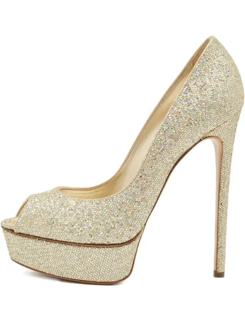 Casadei Vintage 2024 155mm glitter pumps Gold 1142879