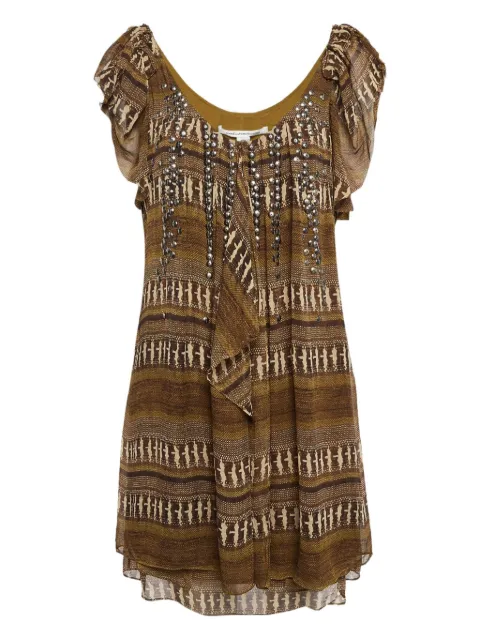 Diane Von Furstenberg Vintage embellished patterned mini dress Brown 1039107