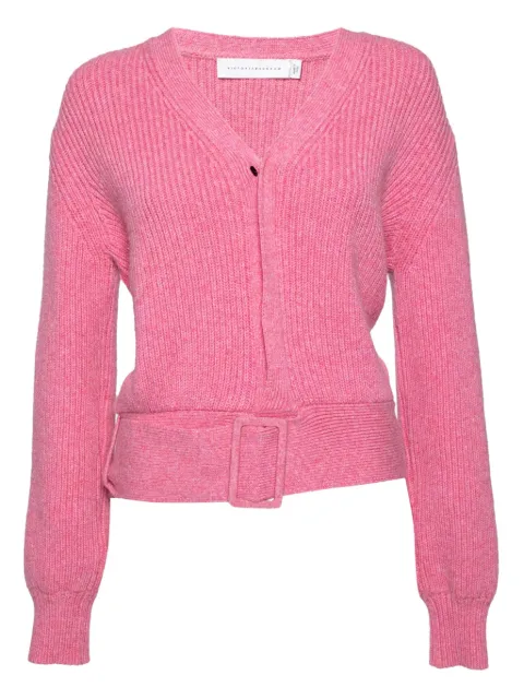 Victoria Beckham 2024 ribbed belted cardigan Pink 631279