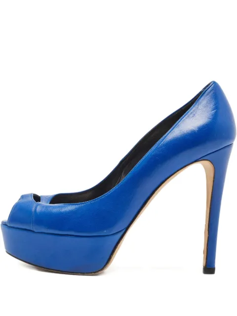 Stuart Weitzman 125mm platform peep-toe pumps Blue 826177