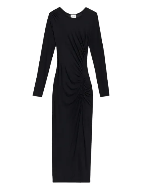 MARANT ÉTOILE side-gathered long-sleeve midi dress Black RO0349FBC3K01E