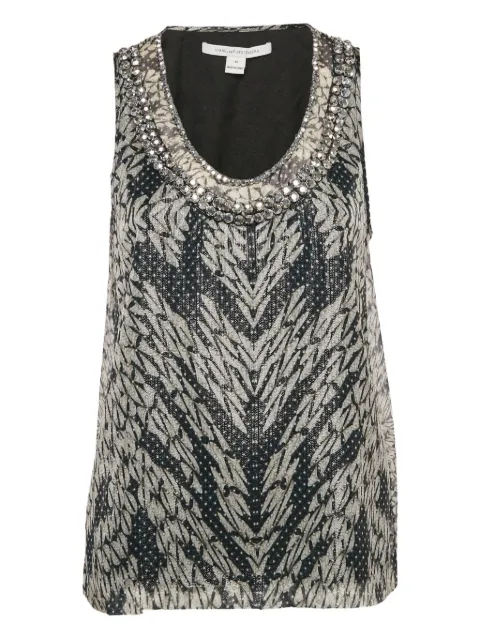 Diane Von Furstenberg Vintage embellished pattern top Black 1071482