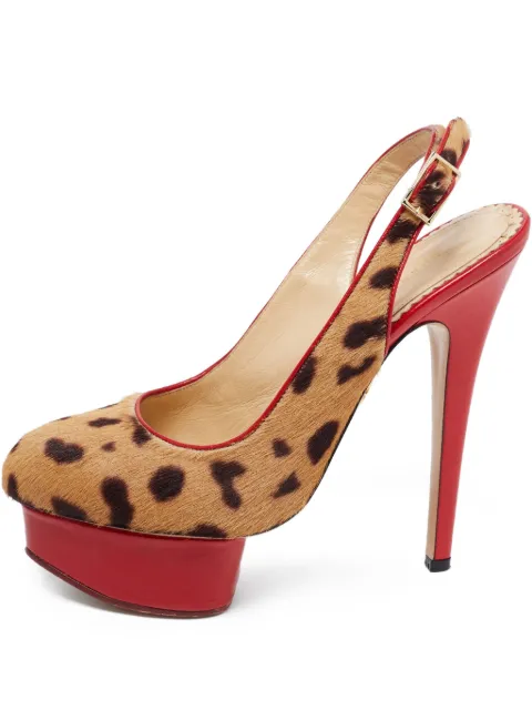Charlotte Olympia 140mm leopard-pattern platform pumps Brown 697911