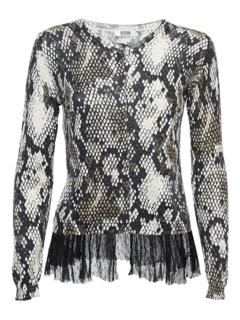 Moschino Pre-Owned snake-print lace-trim top Black 1020762