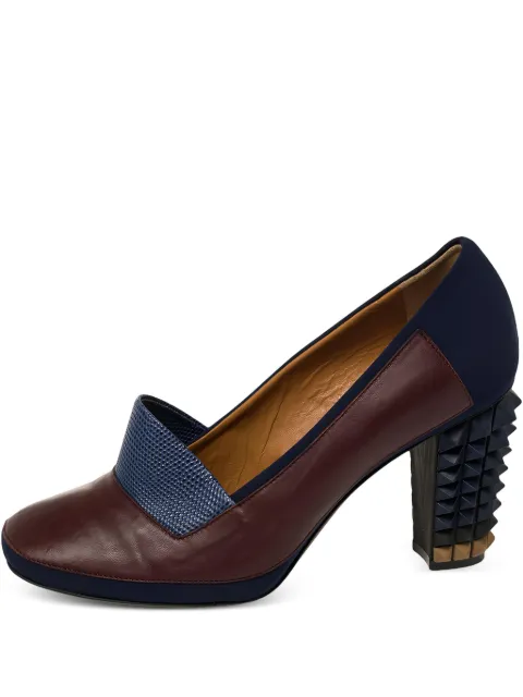 Fendi Pre-Owned 90mm studded-heel leather pumps Brown 434001