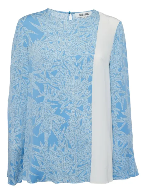 Diane Von Furstenberg Vintage leaf-print panel blouse Blue 775537