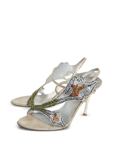 Loriblu crystal-embellished floral sandals Silver 456987
