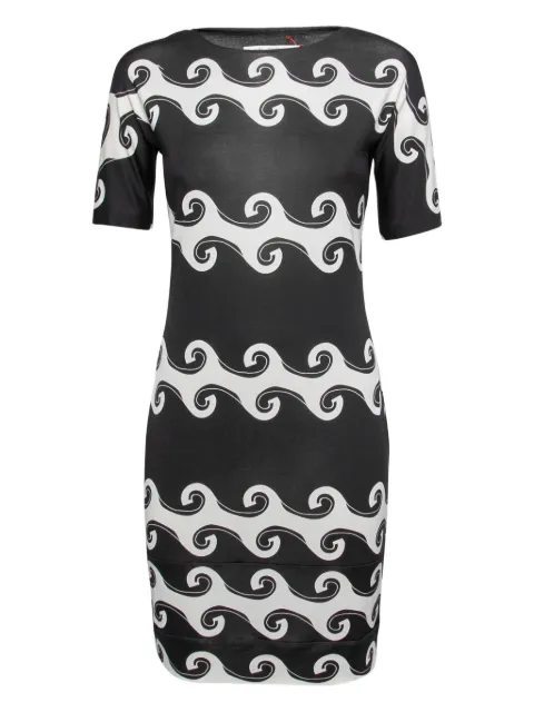 Diane Von Furstenberg Vintage wave-pattern silk dress Black 667672