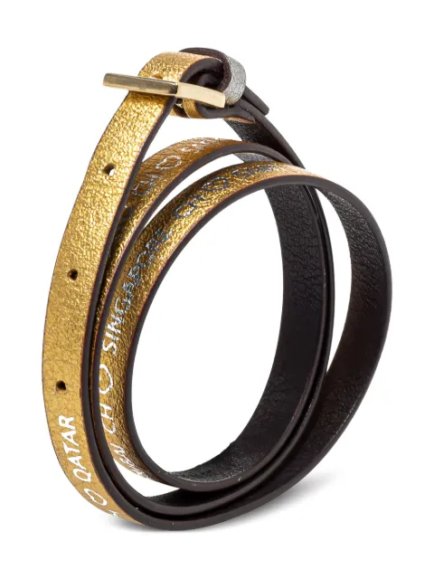 Carolina Herrera Vintage leather triple wrap bracelet Yellow 402904